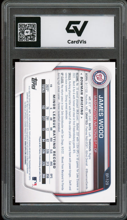 2023 Bowman #BP-129 James Wood Paper Prospects Rookie Card RC Graded 10 Gem Mint - Back