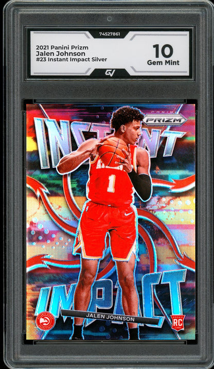 2021 Panini Prizm #23 Jalen Johnson Instant Impact Silver Rookie Card RC Graded 10 Gem Mint - Front