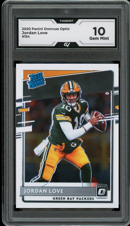2020 Panini Donruss Optic #154 Jordan Love Rookie Card RC Graded 10 Gem Mint - Front