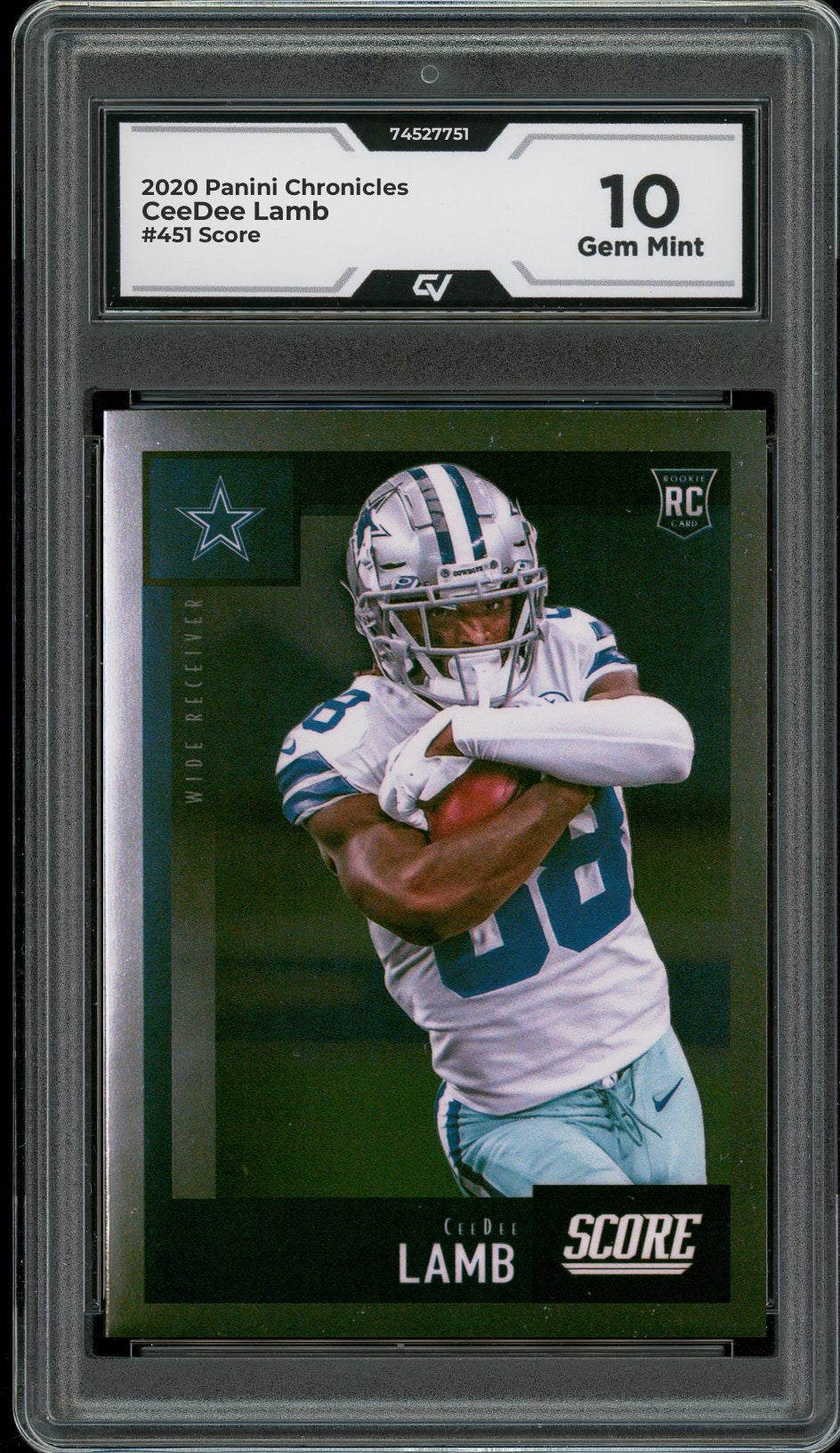 2020 Panini Chronicles #451 CeeDee Lamb Score Rookie Card RC Graded 10 Gem Mint - Front