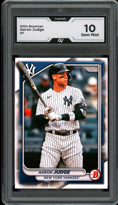 2024 Bowman #7 Aaron Judge Graded 10 Gem Mint - Front