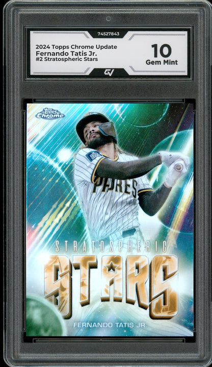 2024 Topps Chrome Update #2 Fernando Tatis Jr. Stratospheric Stars Graded 10 Gem Mint - Front