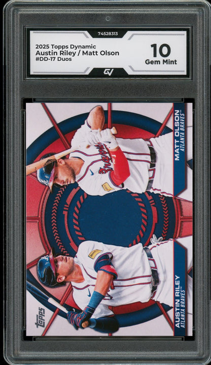 2025 Topps Dynamic #DD-17 Austin Riley / Matt Olson Duos Graded 10 Gem Mint - Front