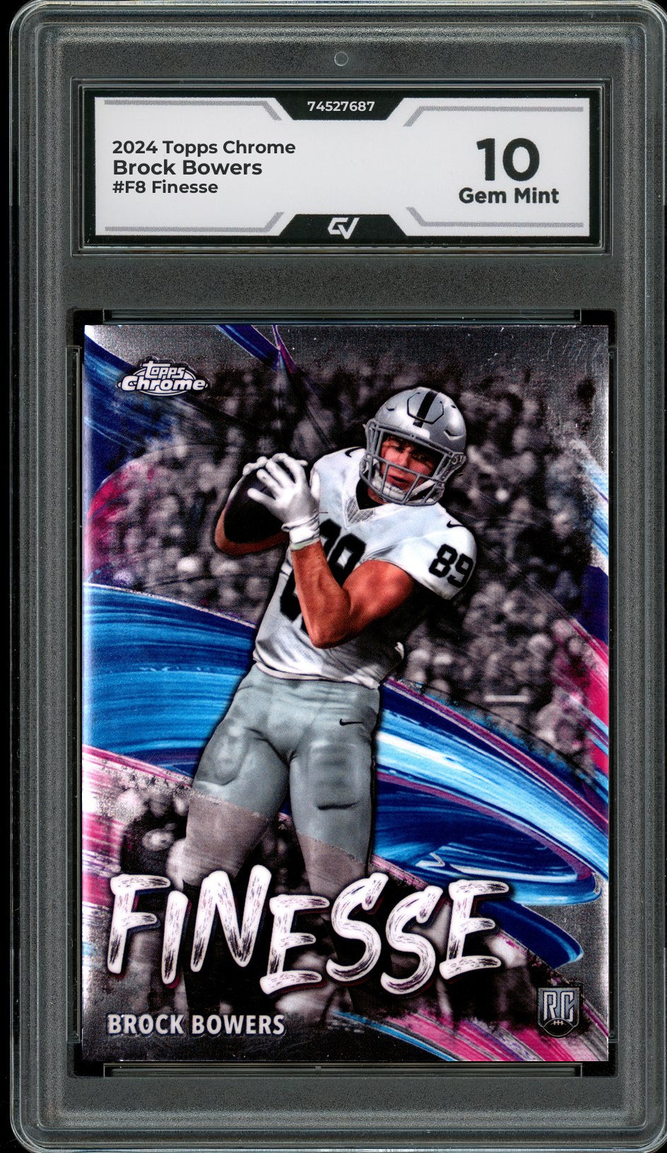 2024 Topps Chrome #F8 Brock Bowers Finesse Rookie Card RC Graded 10 Gem Mint - Front