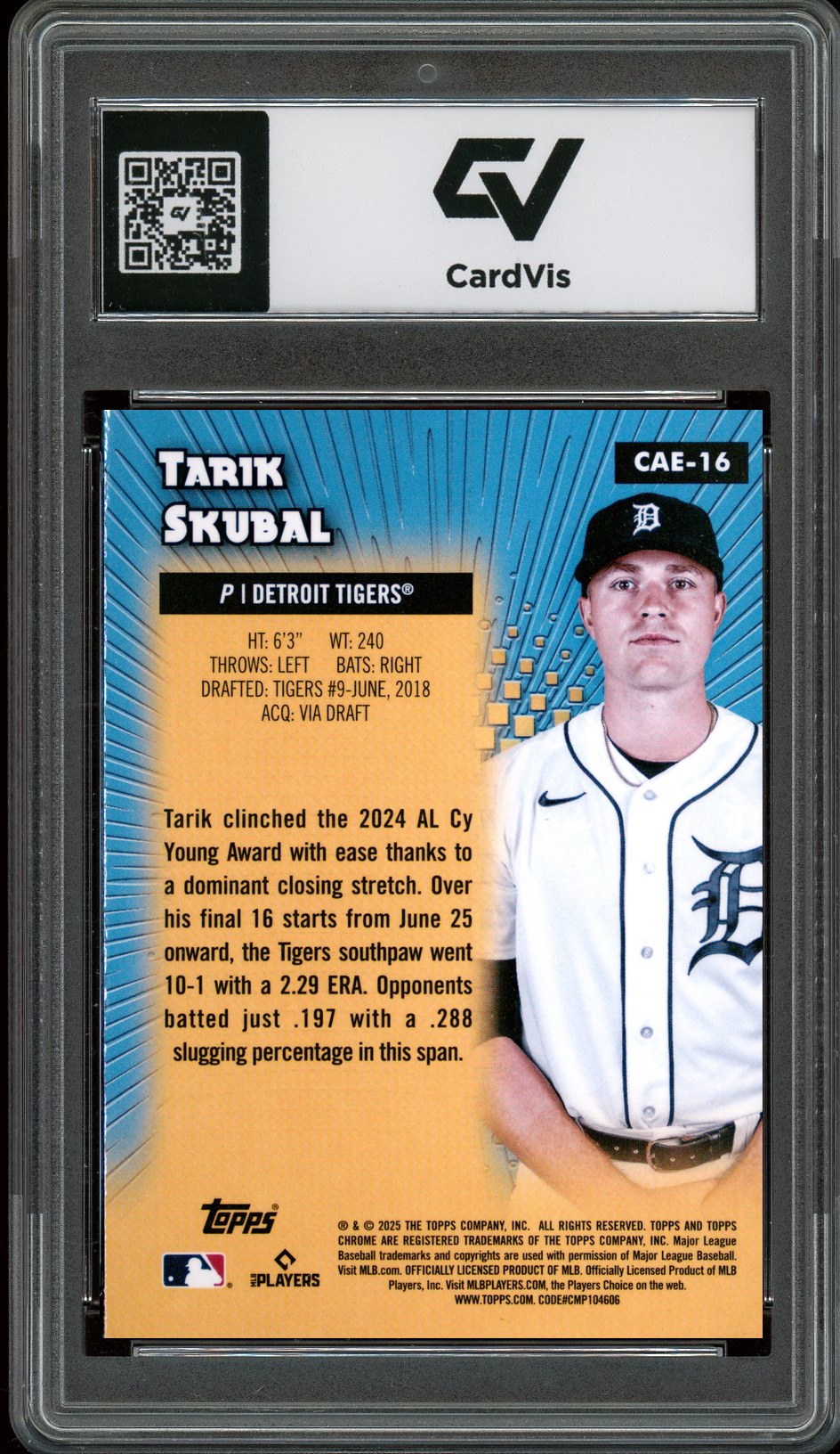 2025 Topps Chrome #CAE-16 Tarik Skubal All Etch Graded 10 Gem Mint - Back