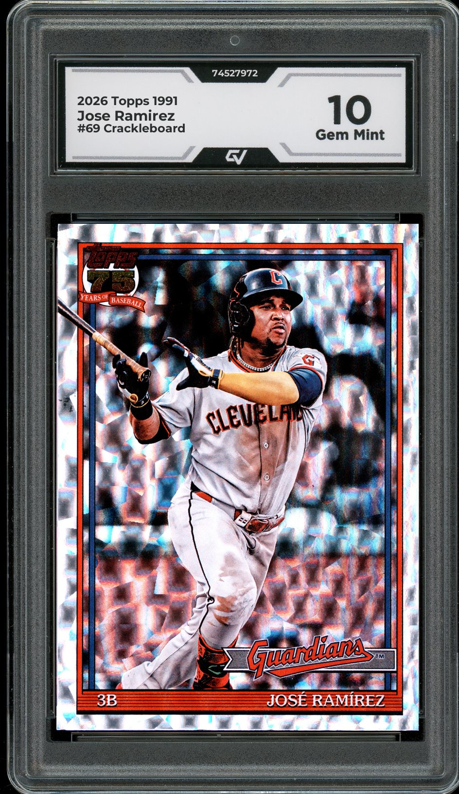 2026 Topps 1991 #69 Jose Ramirez Crackleboard Graded 10 Gem Mint - Front