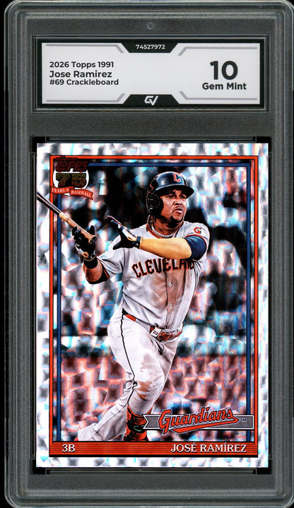 2026 Topps 1991 #69 Jose Ramirez Crackleboard Graded 10 Gem Mint - Front