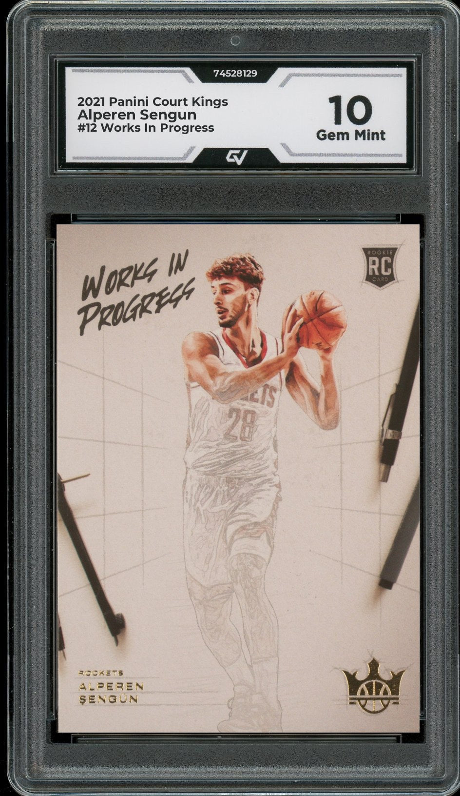 2021 Panini Court Kings #12 Alperen Sengun Works In Progress Rookie Card RC Graded 10 Gem Mint - Front
