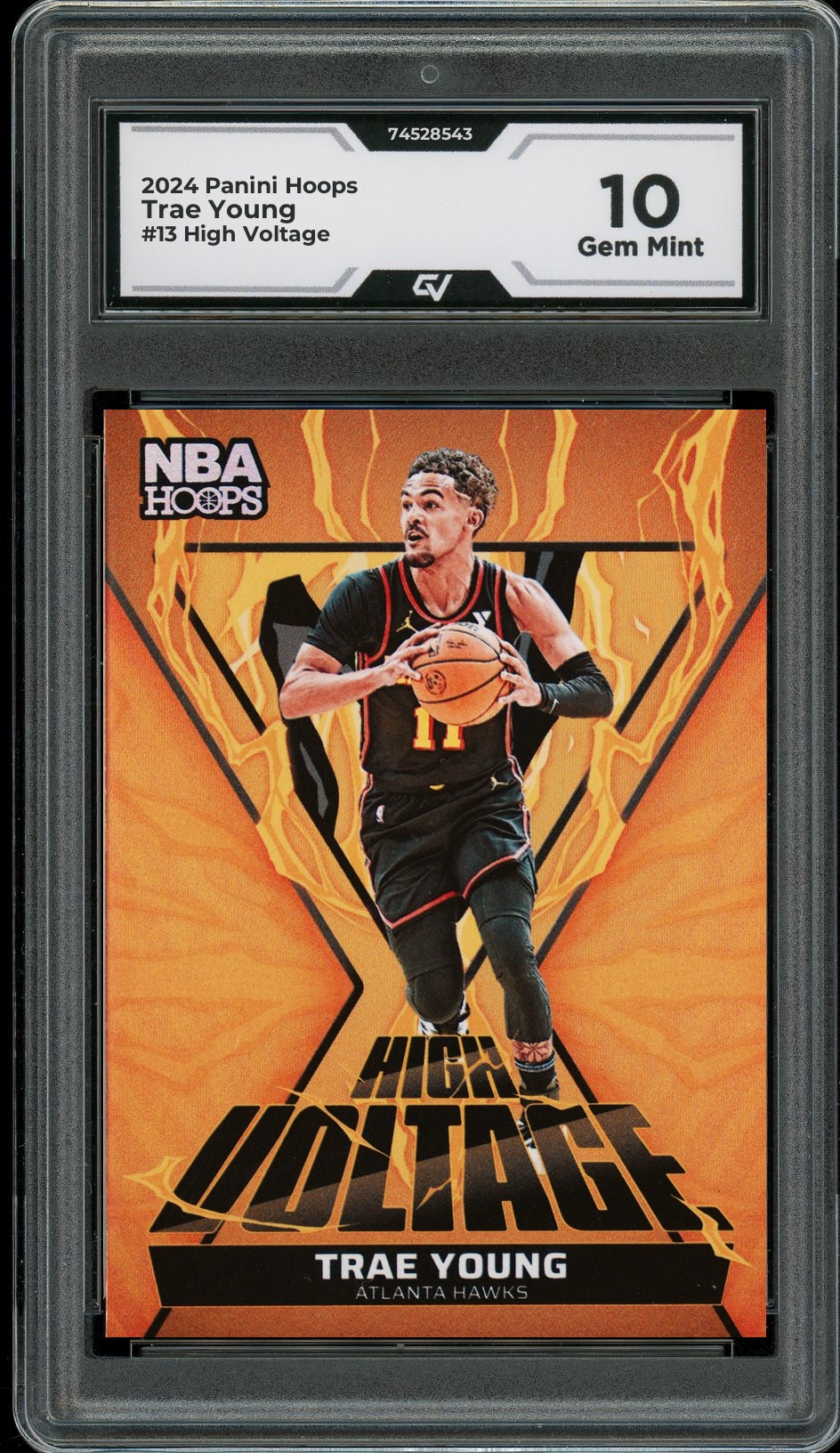 2024 Panini Hoops #13 Trae Young High Voltage Graded 10 Gem Mint - Front