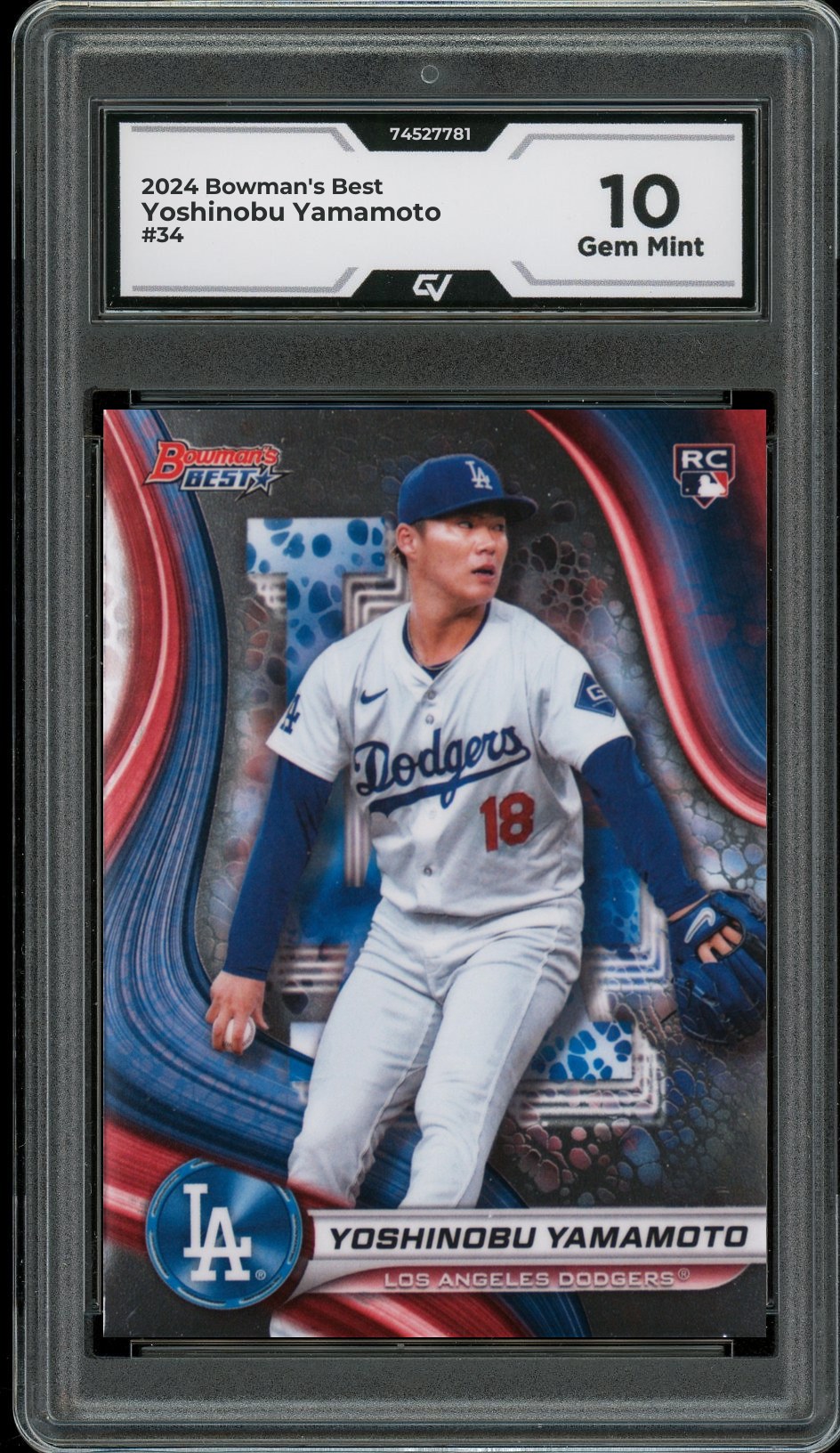 2024 Bowman's Best #34 Yoshinobu Yamamoto Rookie Card RC Graded 10 Gem Mint - Front