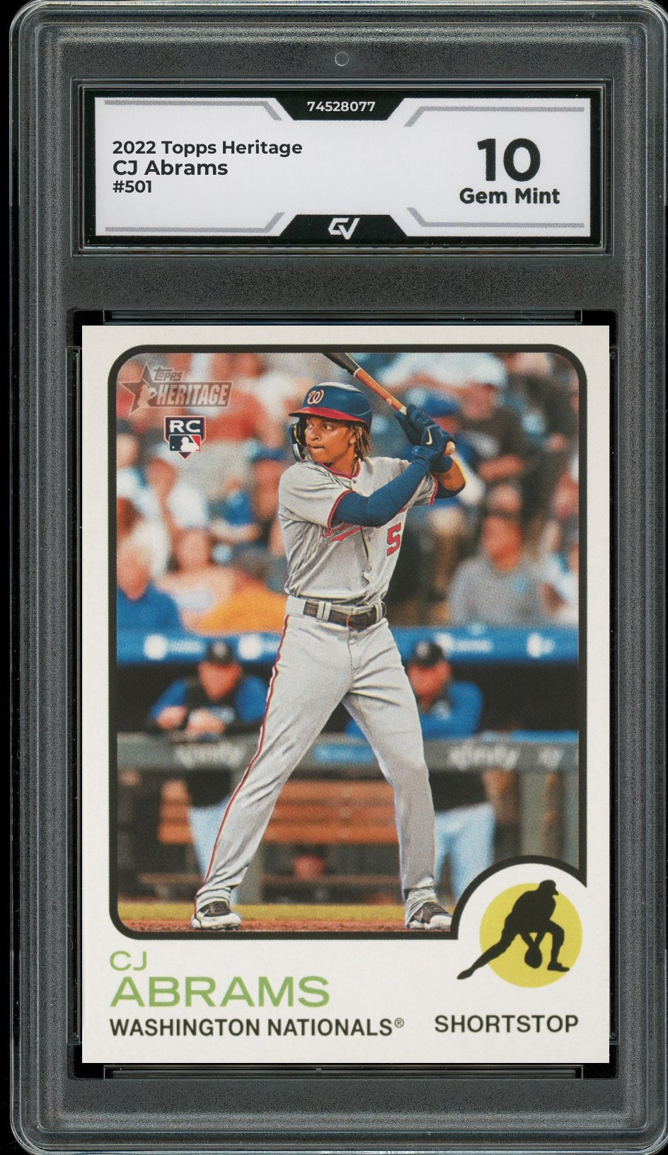 2022 Topps Heritage #501 CJ Abrams Rookie Card RC Graded 10 Gem Mint - Front