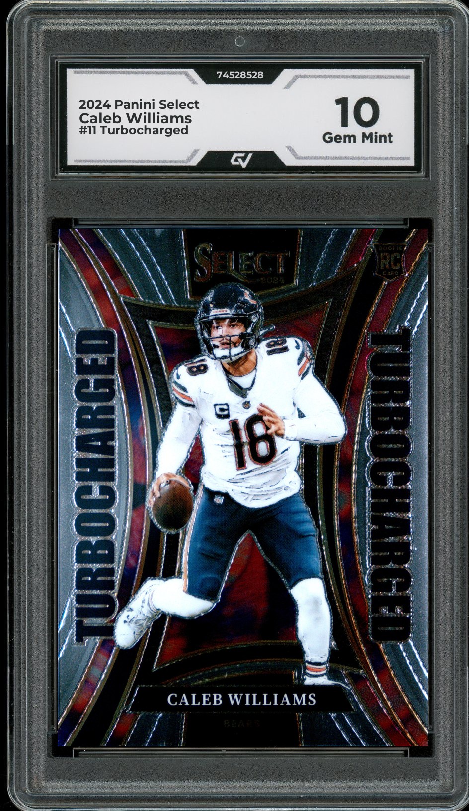 2024 Panini Select #11 Caleb Williams Turbocharged Rookie Card RC Graded 10 Gem Mint - Front