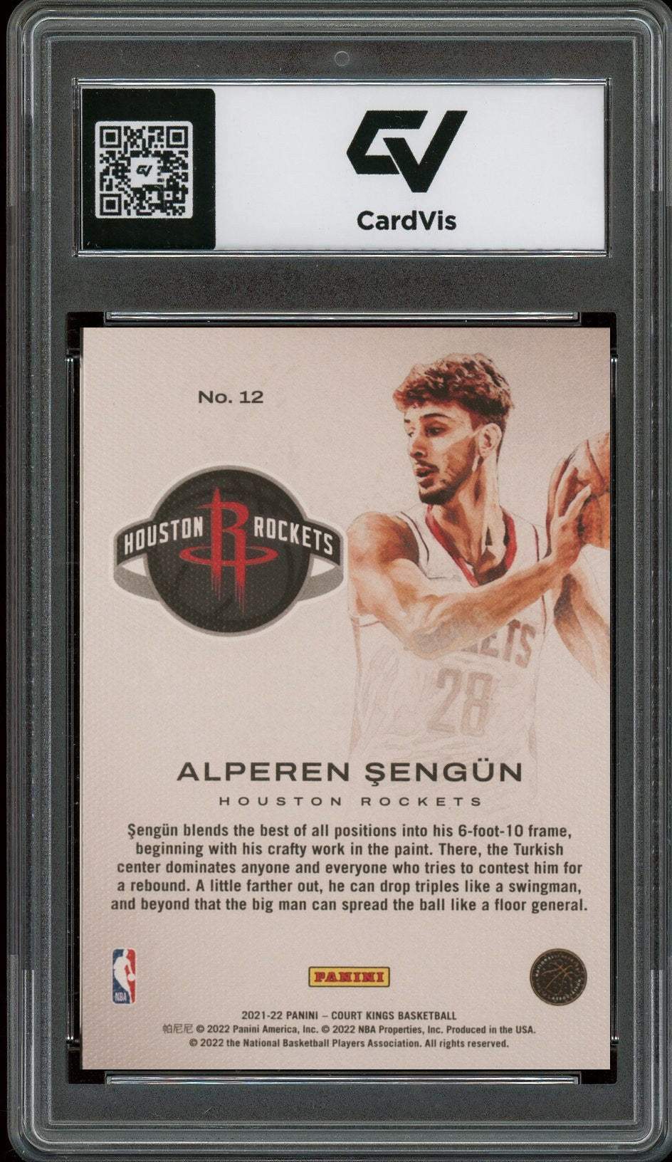 2021 Panini Court Kings #12 Alperen Sengun Works In Progress Rookie Card RC Graded 10 Gem Mint - Back