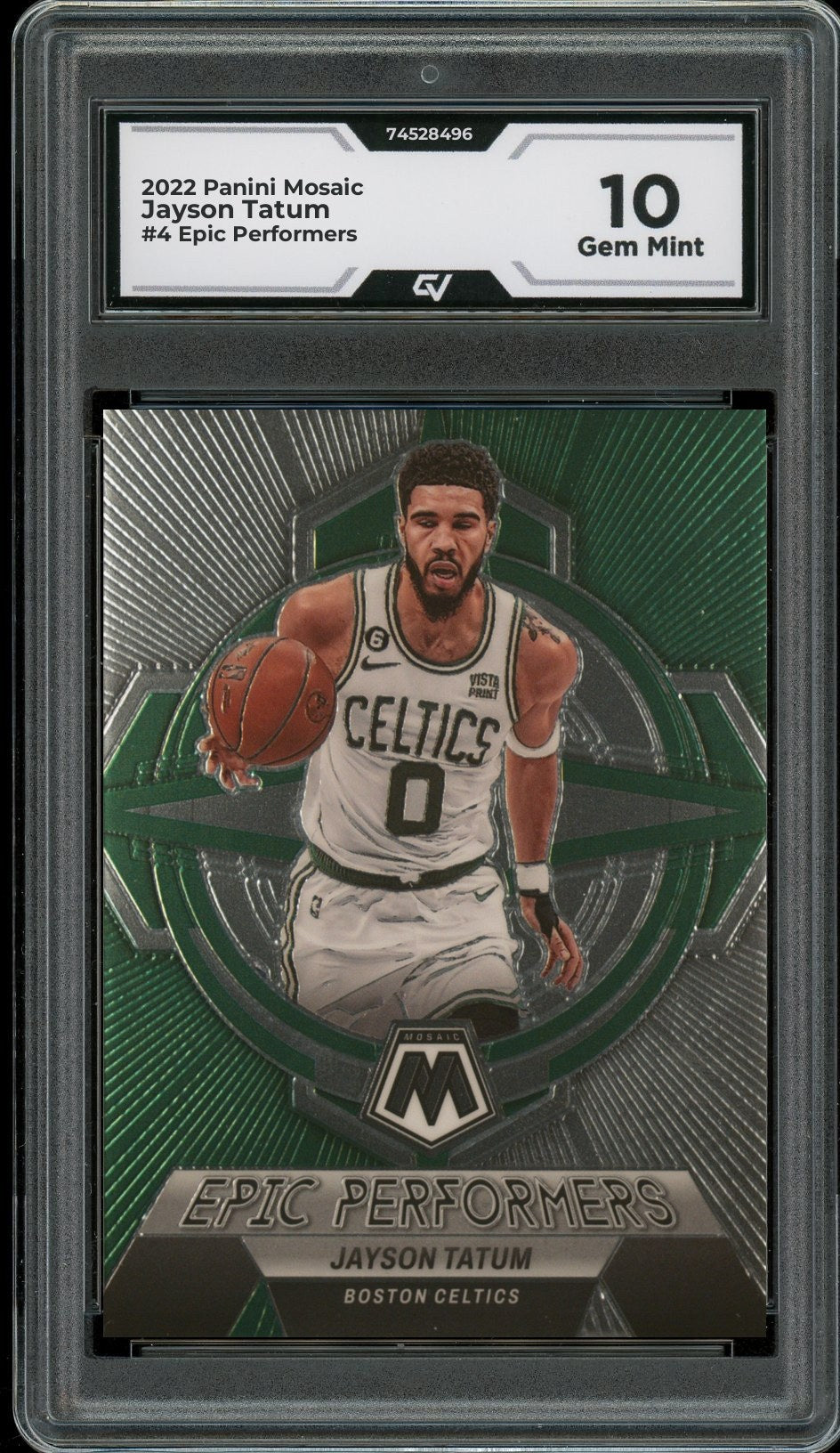 2022 Panini Mosaic #4 Jayson Tatum Epic Performers Graded 10 Gem Mint - Front