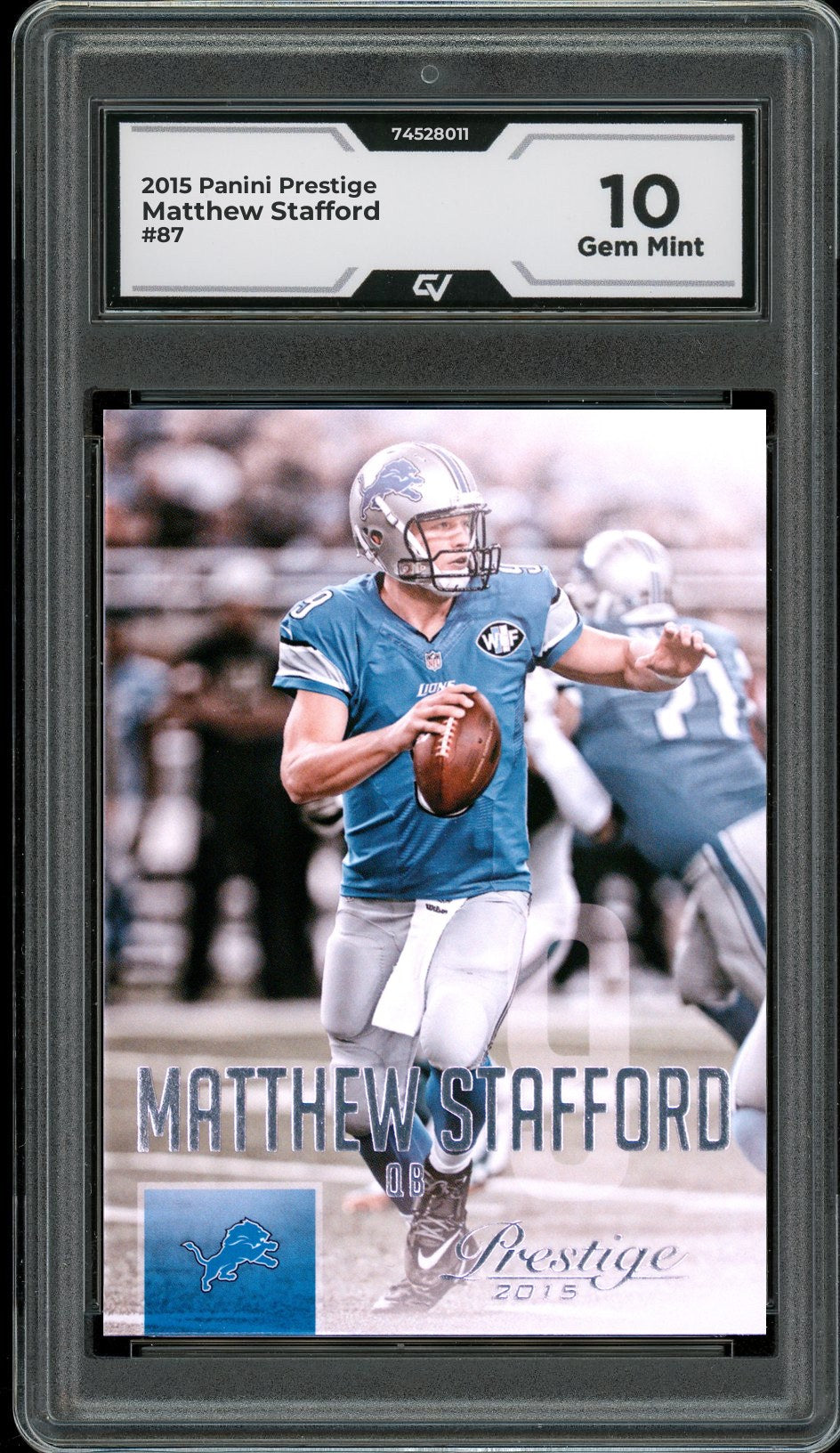2015 Panini Prestige #87 Matthew Stafford Graded 10 Gem Mint - Front