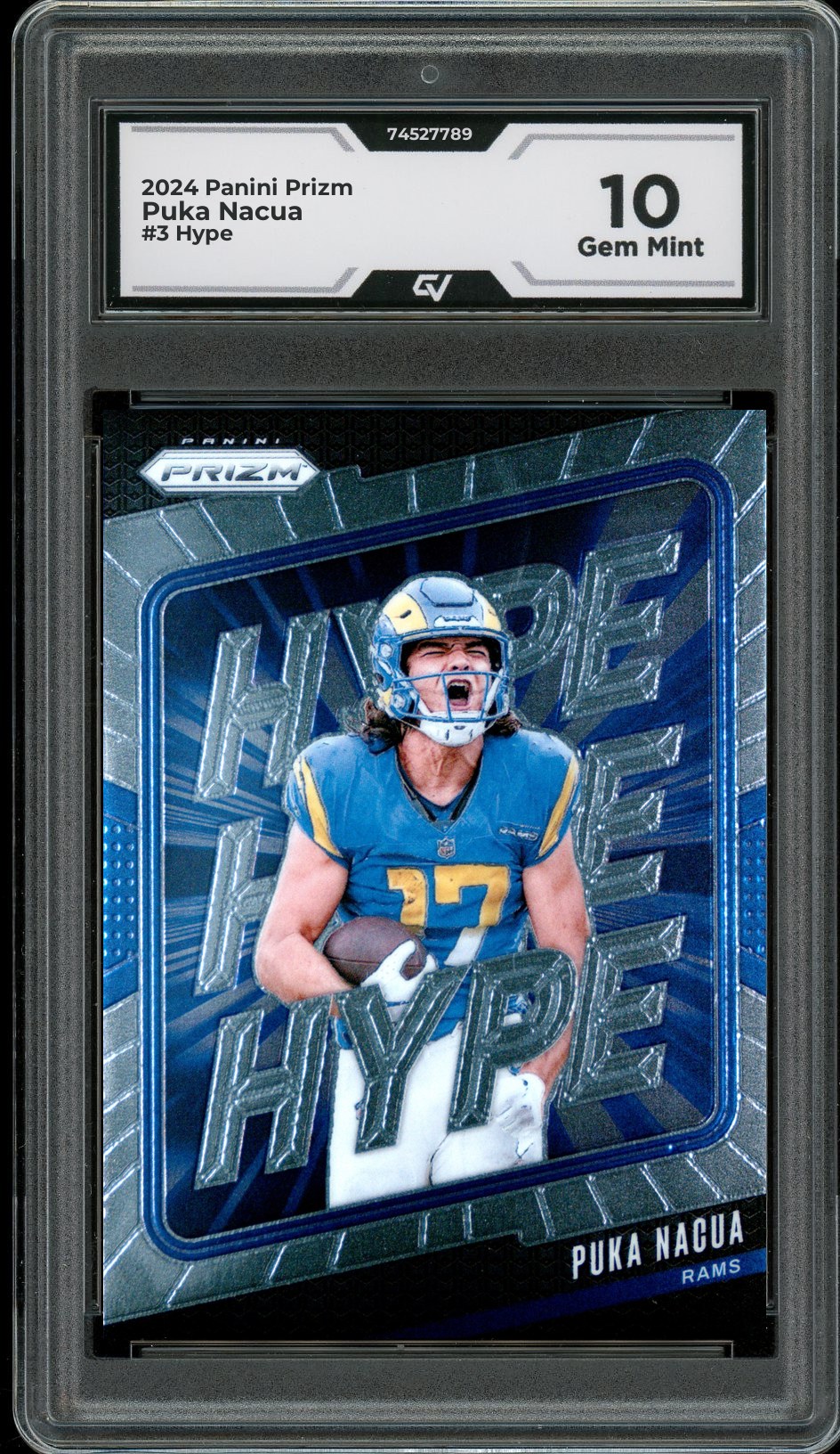 2024 Panini Prizm #3 Puka Nacua Hype Graded 10 Gem Mint - Front