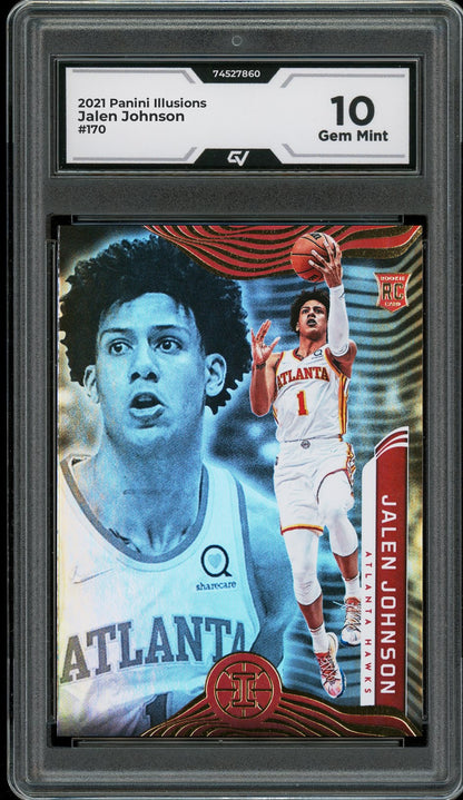 2021 Panini Illusions #170 Jalen Johnson Rookie Card RC Graded 10 Gem Mint - Front