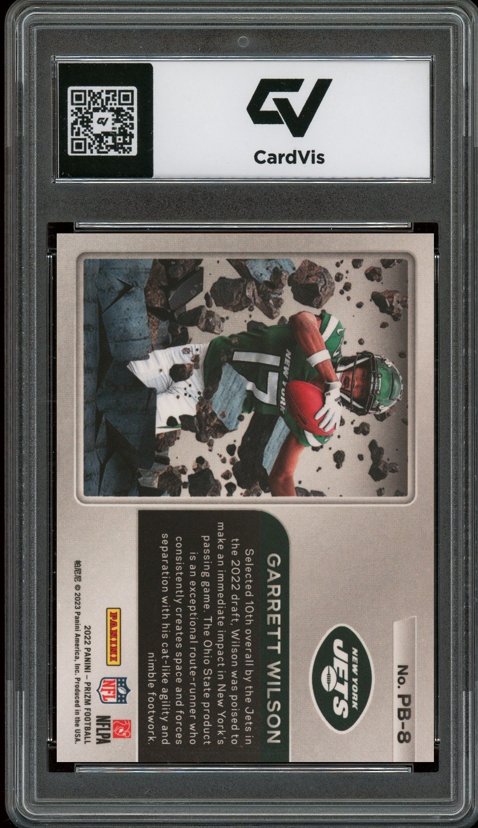 2022 Panini Prizm #PB-8 Garrett Wilson Prizm Break Rookie Card RC Graded 10 Gem Mint - Back