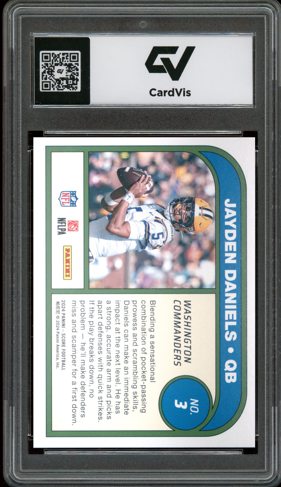 2024 Panini Score #3 Jayden Daniels Protential Rookie Card RC Graded 10 Gem Mint - Back