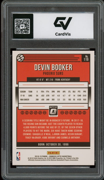 2018 Panini Donruss Optic #119 Devin Booker Graded 10 Gem Mint - Back