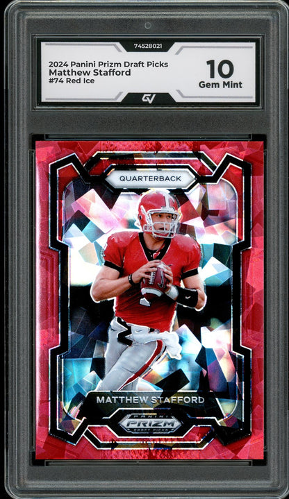 2024 Panini Prizm Draft Picks #74 Matthew Stafford Red Ice Graded 10 Gem Mint - Front
