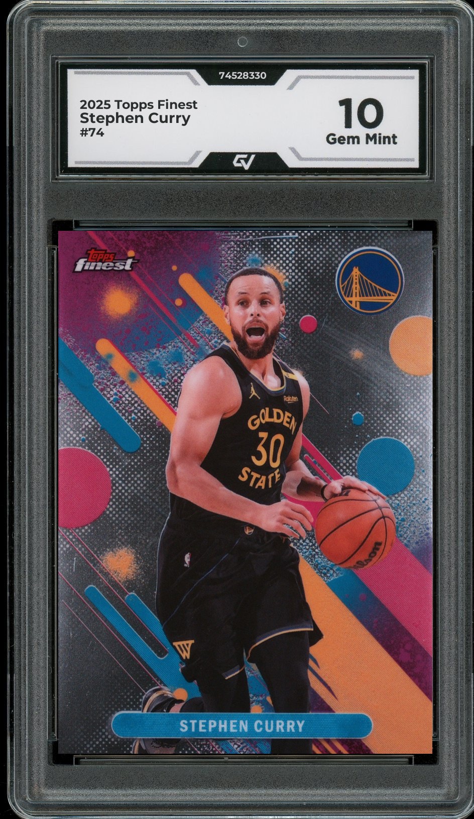2025 Topps Finest #74 Stephen Curry Graded 10 Gem Mint - Front