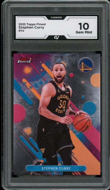 2025 Topps Finest #74 Stephen Curry Graded 10 Gem Mint - Front