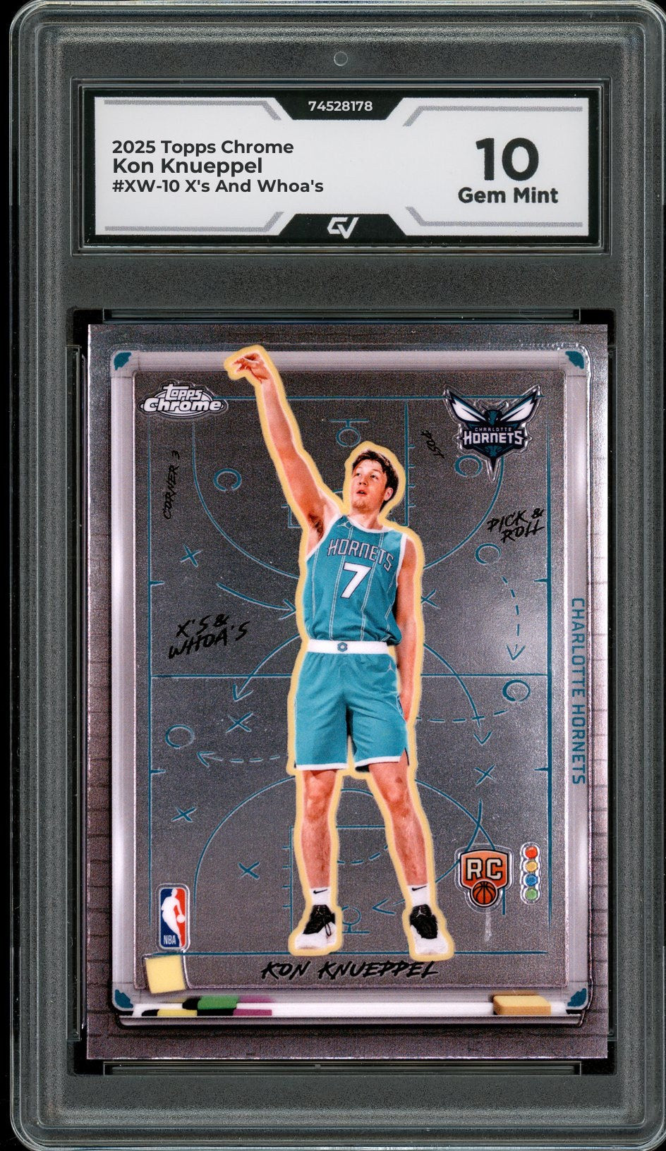 2025 Topps Chrome #XW-10 Kon Knueppel X's And Whoa's Rookie Card RC Graded 10 Gem Mint - Front