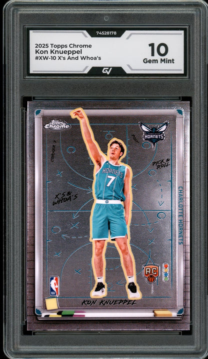 2025 Topps Chrome #XW-10 Kon Knueppel X's And Whoa's Rookie Card RC Graded 10 Gem Mint - Front