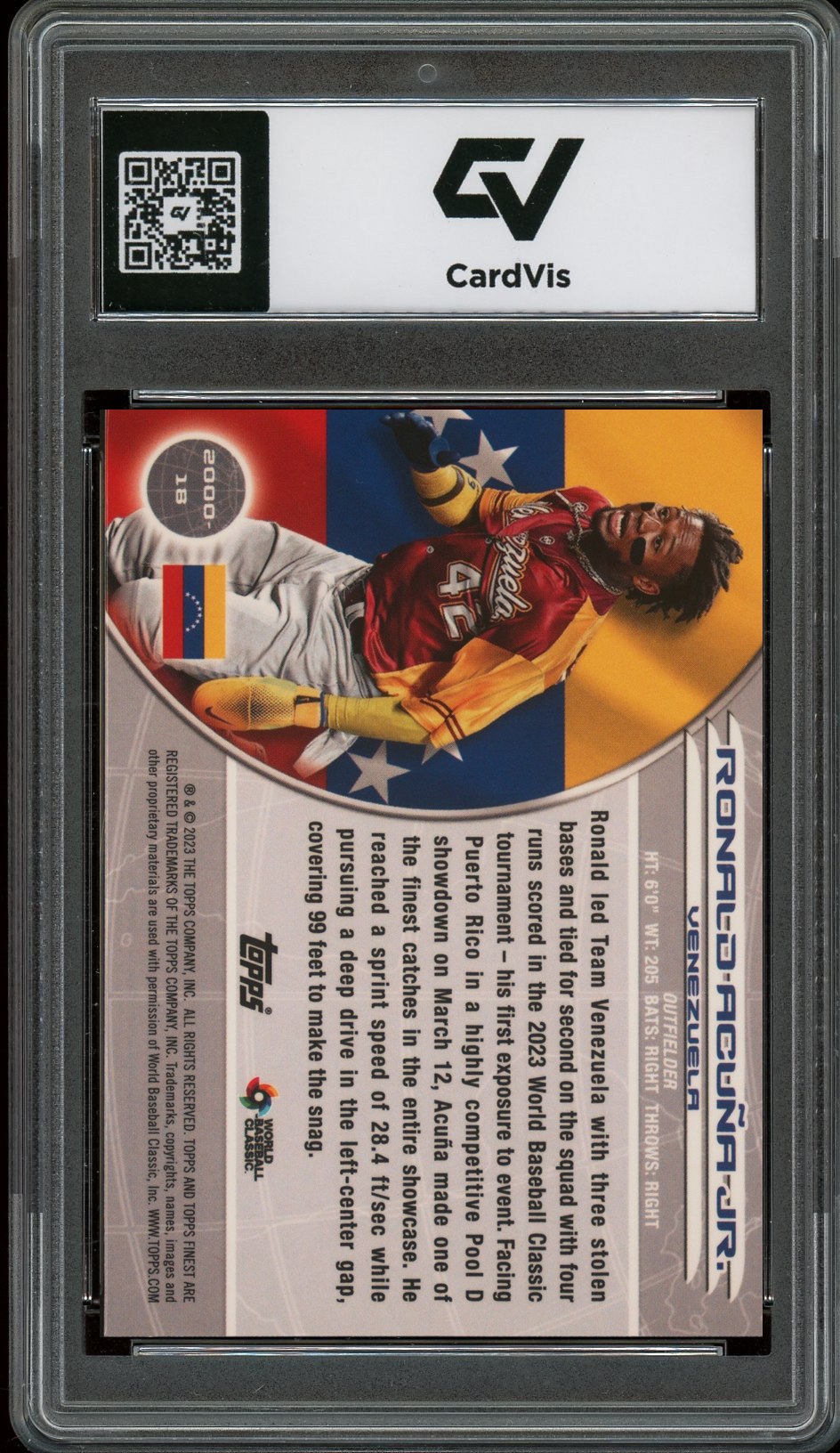 2023 Topps Finest #18 Ronald Acuna Jr. 2000 World's Finest Graded 10 Gem Mint - Back