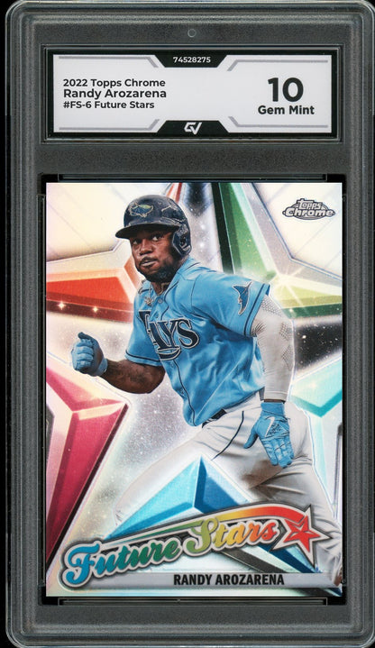 2022 Topps Chrome #FS-6 Randy Arozarena Future Stars Graded 10 Gem Mint - Front