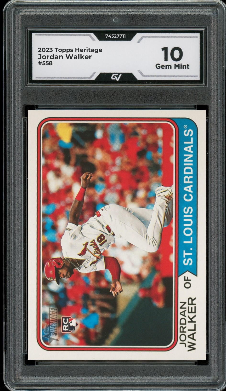 2023 Topps Heritage #558 Jordan Walker Rookie Card RC Graded 10 Gem Mint - Front