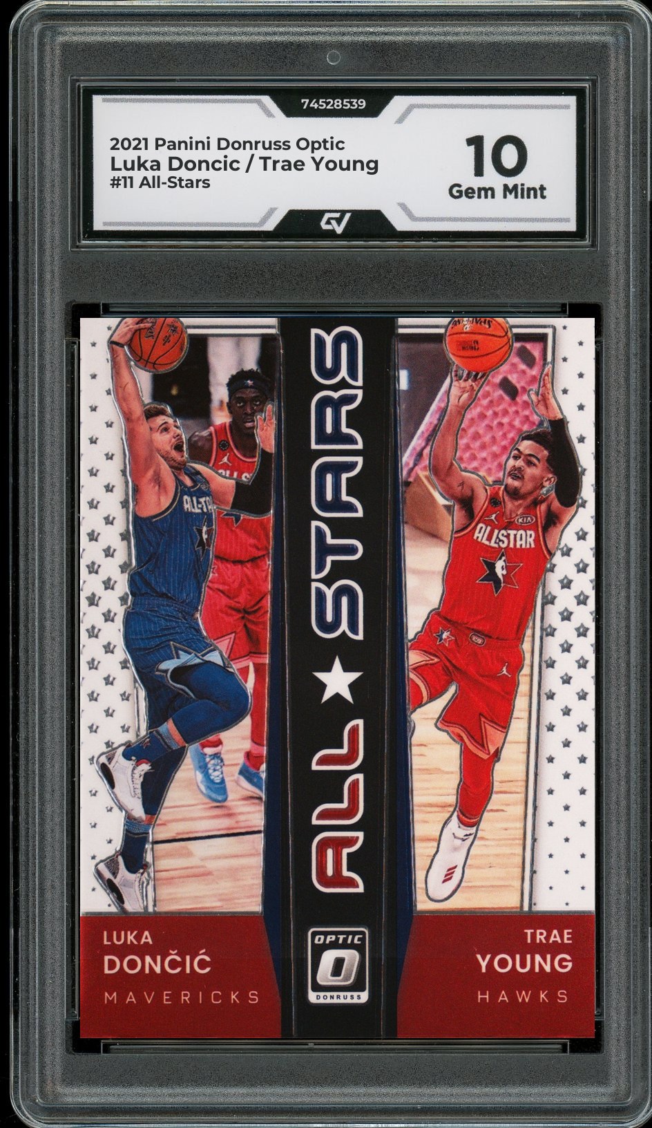 2021 Panini Donruss Optic #11 Luka Doncic / Trae Young All-Stars Graded 10 Gem Mint - Front