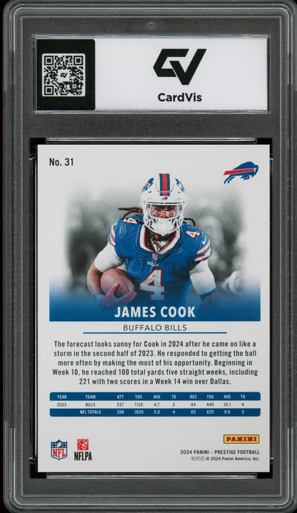 2024 Panini Prestige #31 James Cook Graded 10 Gem Mint - Back