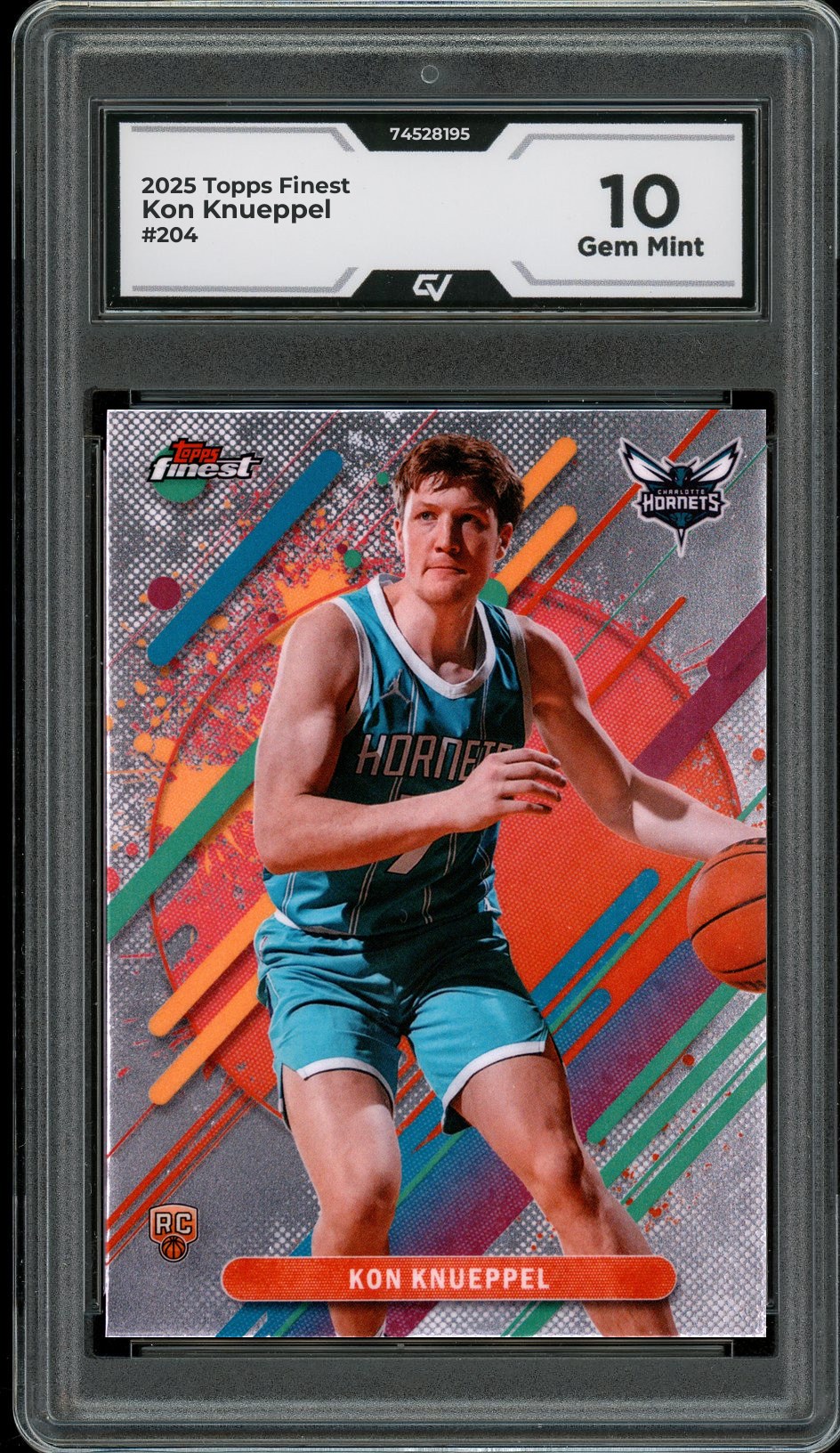 2025 Topps Finest #204 Kon Knueppel Rookie Card RC Graded 10 Gem Mint - Front
