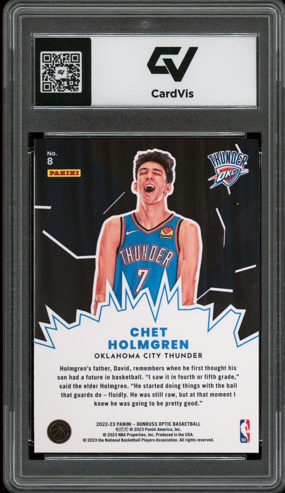 2022 Panini Donruss Optic #8 Chet Holmgren My House Graded 10 Gem Mint - Back