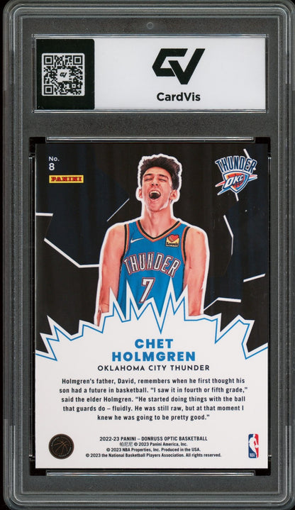 2022 Panini Donruss Optic #8 Chet Holmgren My House Graded 10 Gem Mint - Back