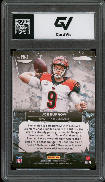 2021 Panini Prizm #PB-2 Joe Burrow Prizm Break Graded 10 Gem Mint - Back