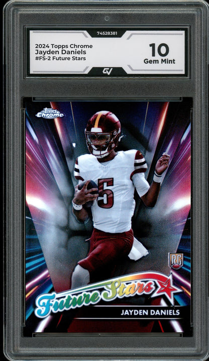 2024 Topps Chrome #FS-2 Jayden Daniels Future Stars Rookie Card RC Graded 10 Gem Mint - Front