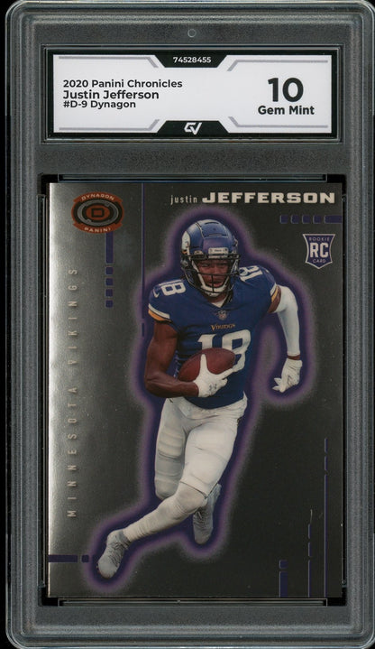 2020 Panini Chronicles #D-9 Justin Jefferson Dynagon Graded 10 Gem Mint - Front