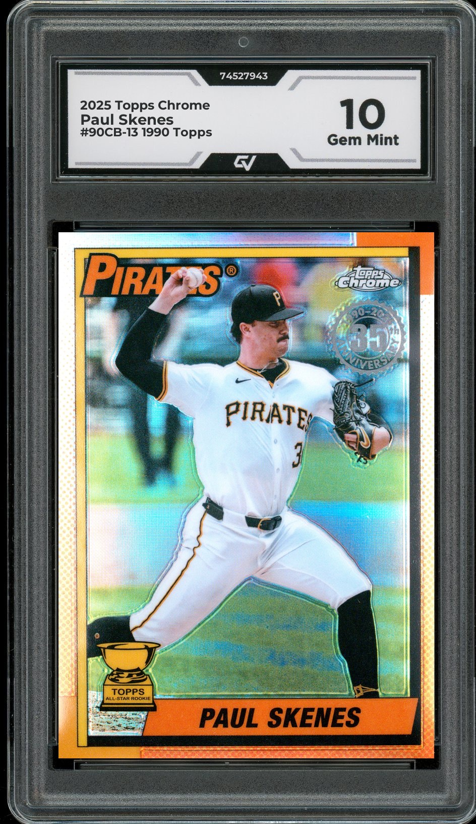 2025 Topps Chrome #90CB-13 Paul Skenes 1990 Topps Graded 10 Gem Mint - Front
