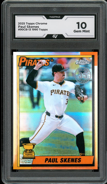 2025 Topps Chrome #90CB-13 Paul Skenes 1990 Topps Graded 10 Gem Mint - Front