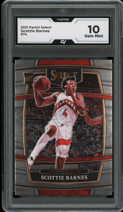 2021 Panini Select #74 Scottie Barnes Rookie Card RC Graded 10 Gem Mint - Front
