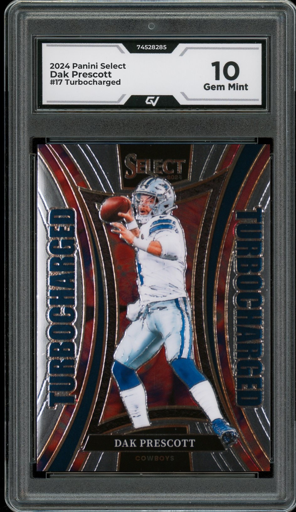 2024 Panini Select #17 Dak Prescott Turbocharged Graded 10 Gem Mint - Front