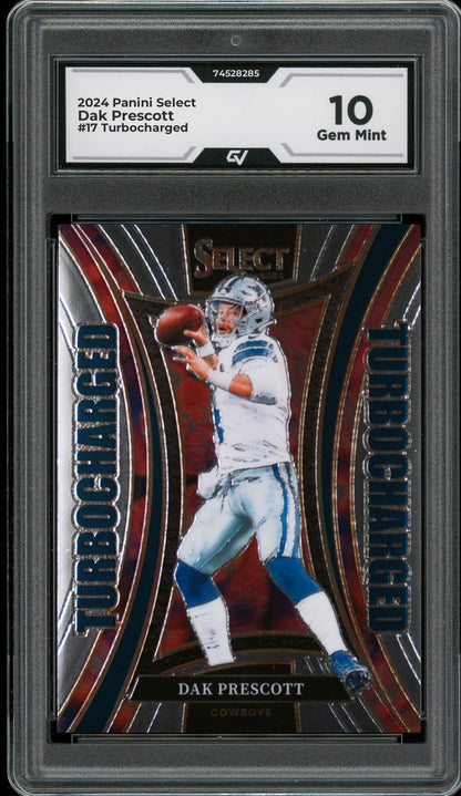 2024 Panini Select #17 Dak Prescott Turbocharged Graded 10 Gem Mint - Front