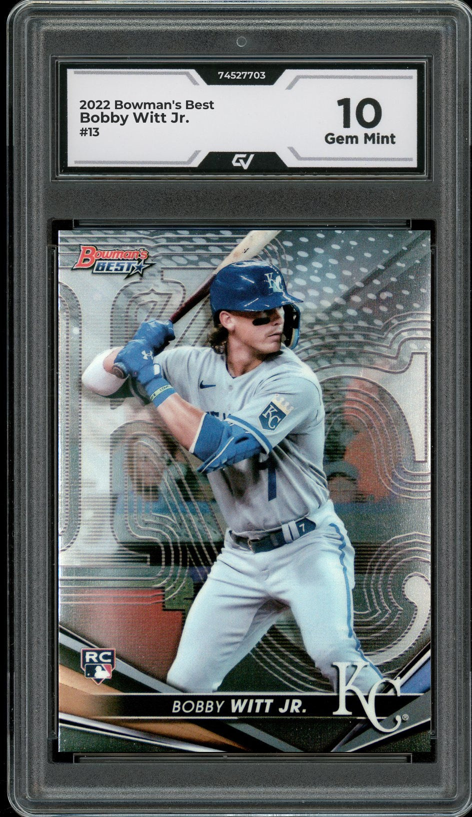 2022 Bowman's Best #13 Bobby Witt Jr. Rookie Card RC Graded 10 Gem Mint - Front