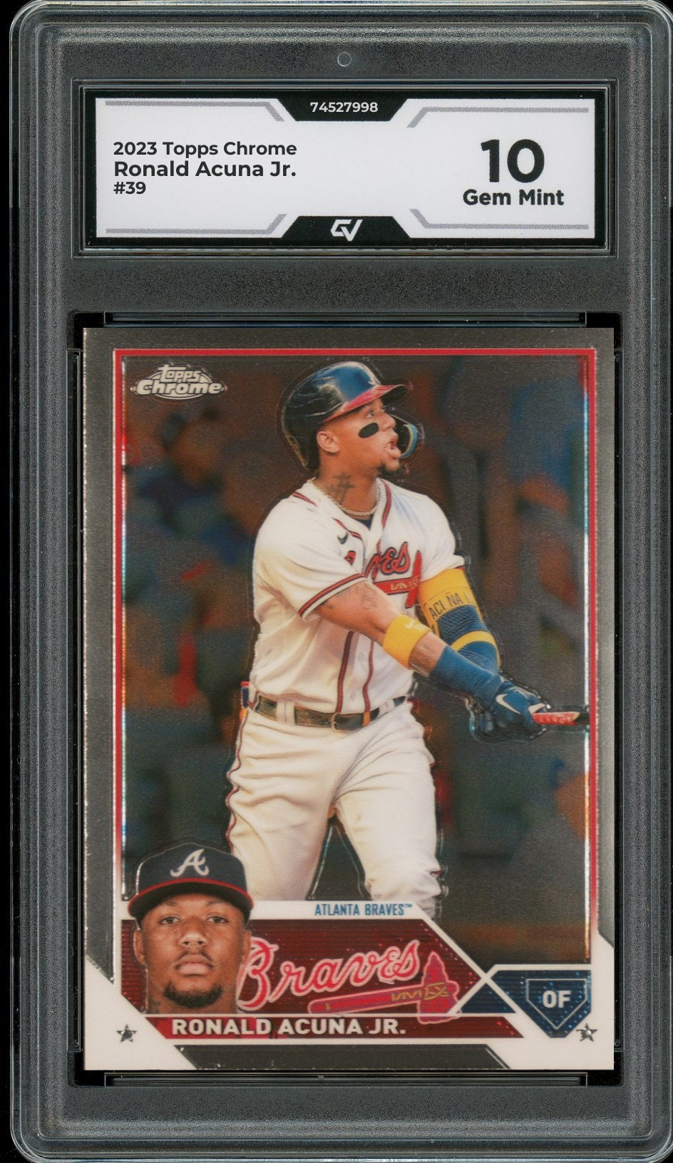 2023 Topps Chrome #39 Ronald Acuna Jr. Graded 10 Gem Mint - Front