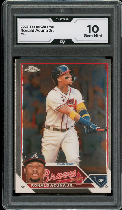 2023 Topps Chrome #39 Ronald Acuna Jr. Graded 10 Gem Mint - Front