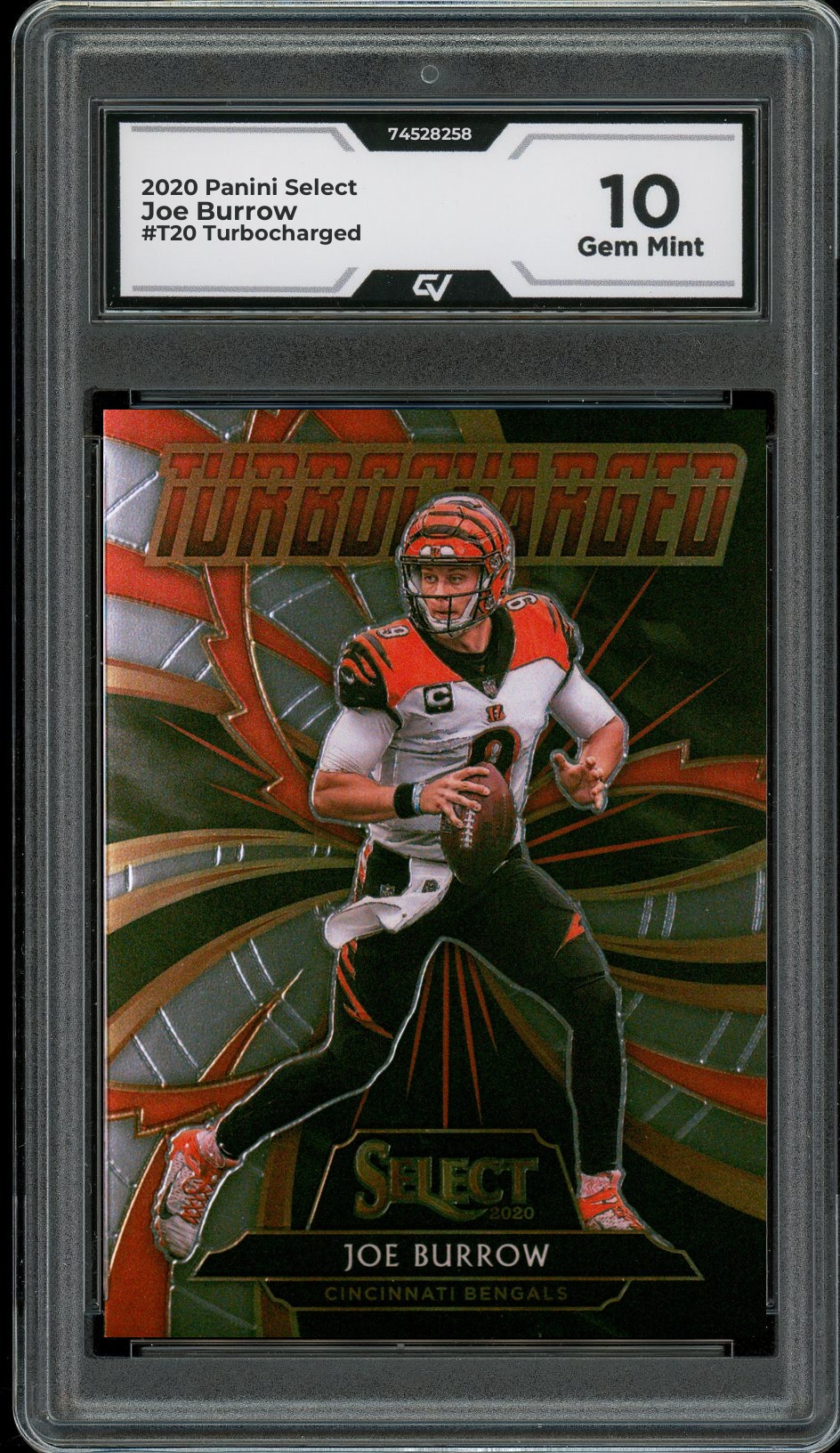 2020 Panini Select #T20 Joe Burrow Turbocharged Rookie Card RC Graded 10 Gem Mint - Front