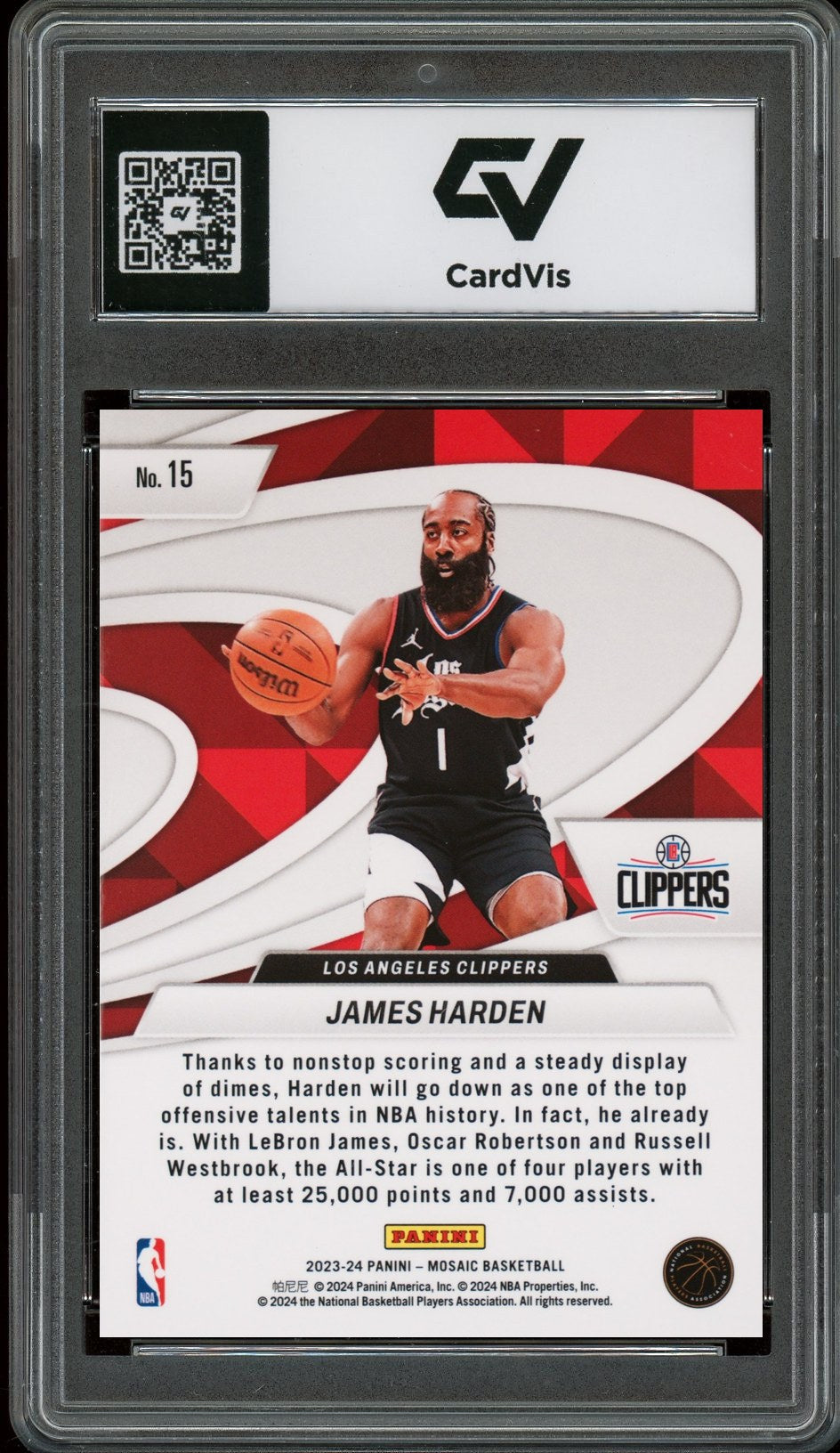 2023 Panini Mosaic #15 James Harden Give And Go Graded 10 Gem Mint - Back